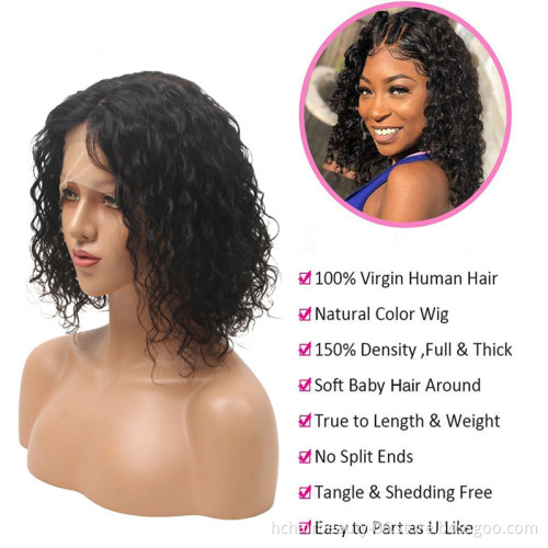China Wig Supplier Tangle Free Curly Human wig Hair Front Straight Human Hair 4X4 Closure Short Bob Lace Wigs